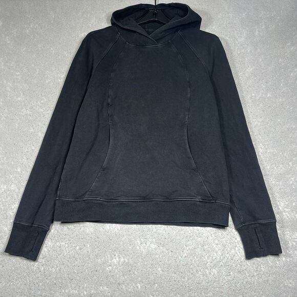 Lululemon Sweatshirt Womens 8 Black Scuba OversiiòFunnel Neck Logo Half Zip - Picture 1 of 12